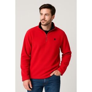 Beverly Hills Polo Club Fleece Pullover Men's XXL Red Quarter Zip Warm Jacket